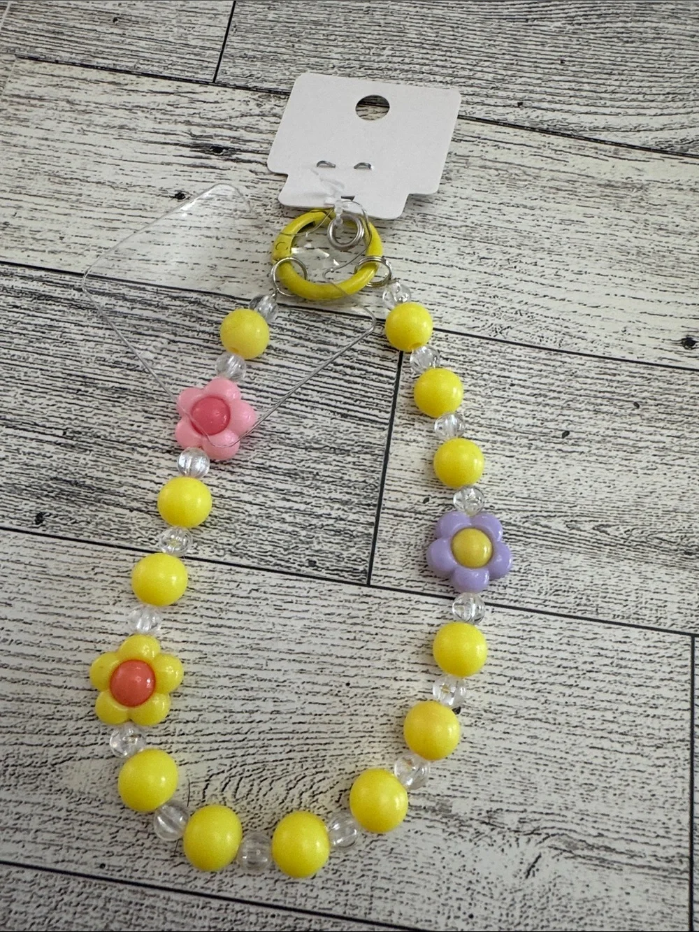 Yellow & Floral Beaded Bag Charm/Key Chain NWT